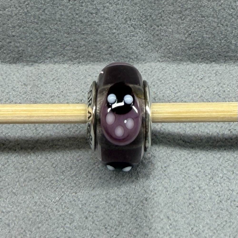 🟣 Authentic Pandora Lavender Ladybugs Murano Charm (790652) S925 ALE –Retired